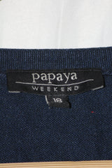 Papaya Navy Blue Button-Down Sweater (Large)