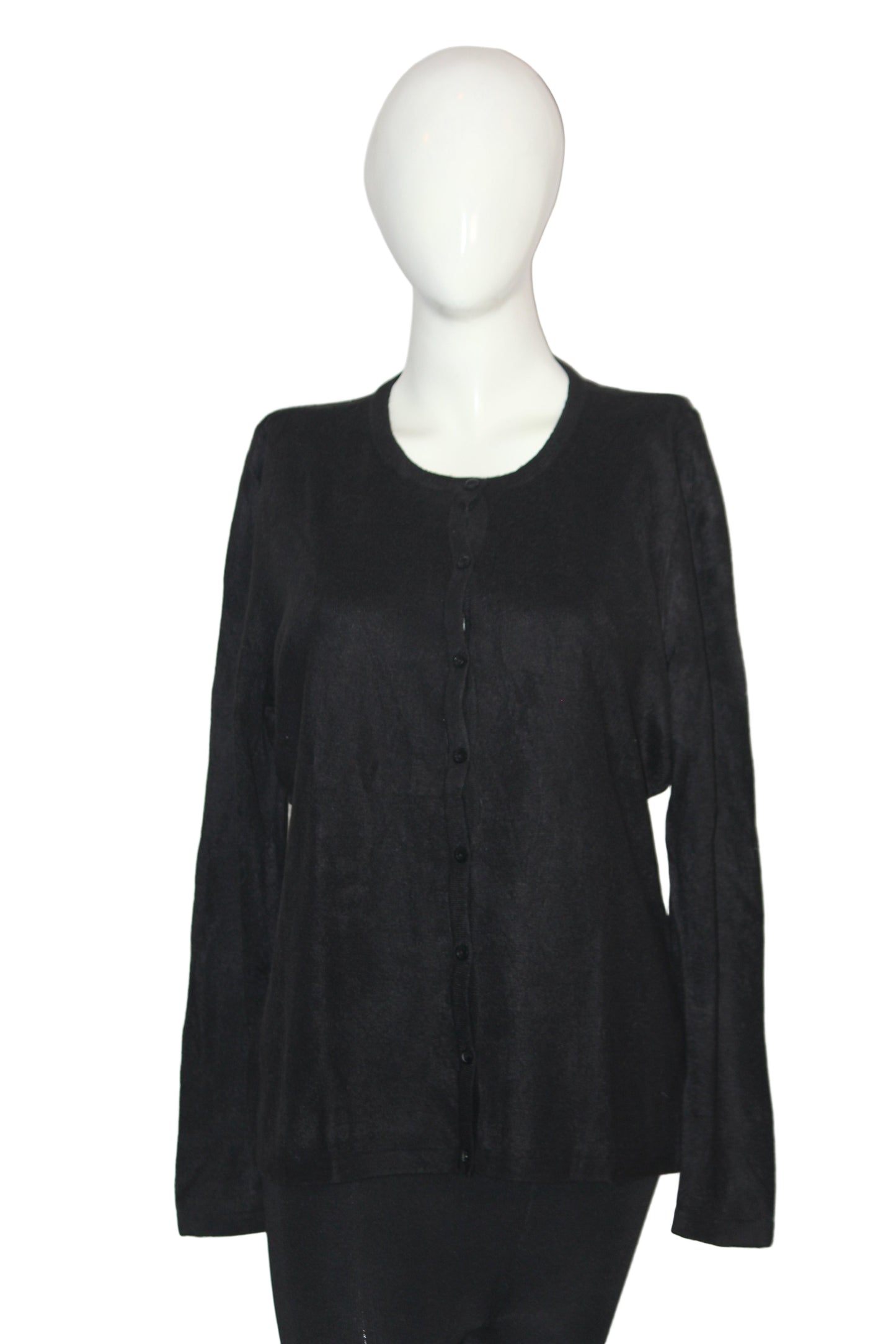 Love Knitwear Black Acrylic Button-Down Sweater (Medium)