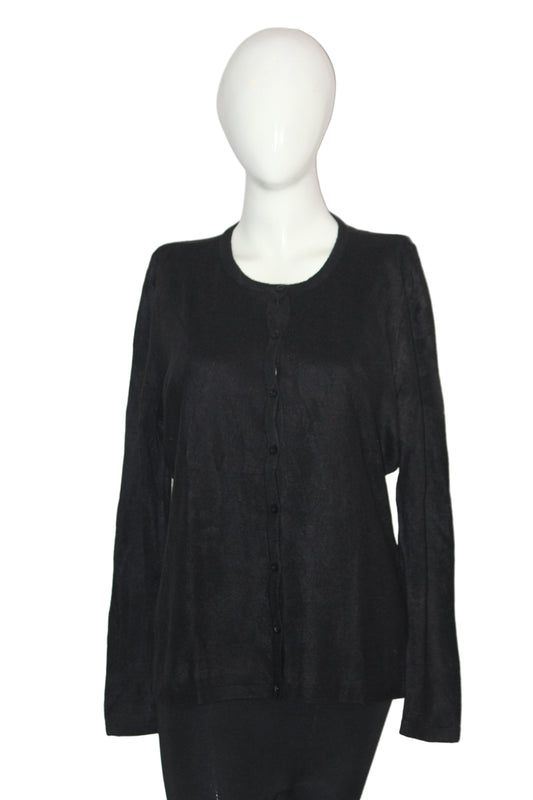 Love Knitwear Black Acrylic Button-Down Sweater (Medium)