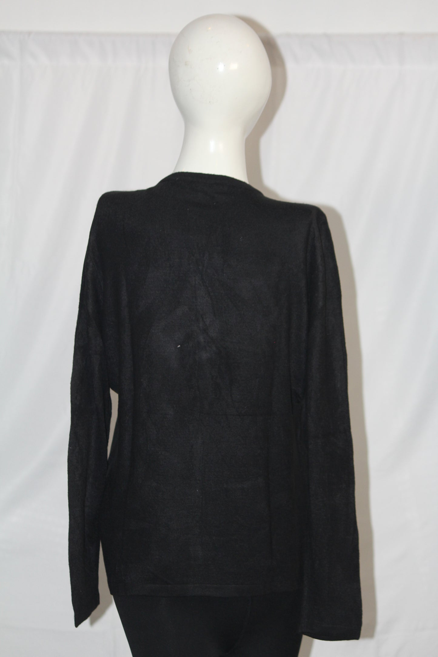 Love Knitwear Black Acrylic Button-Down Sweater (Medium)