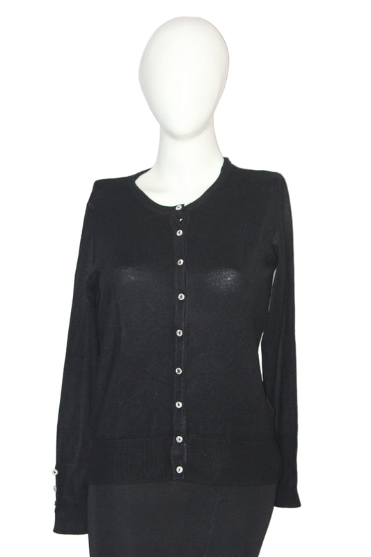 Primark Black Button-Down Sweater (Medium)