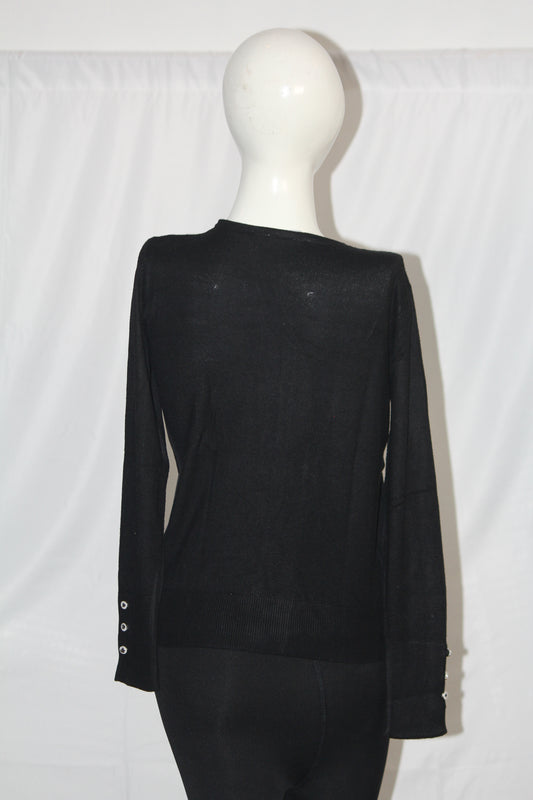 Primark Black Button-Down Sweater (Medium)
