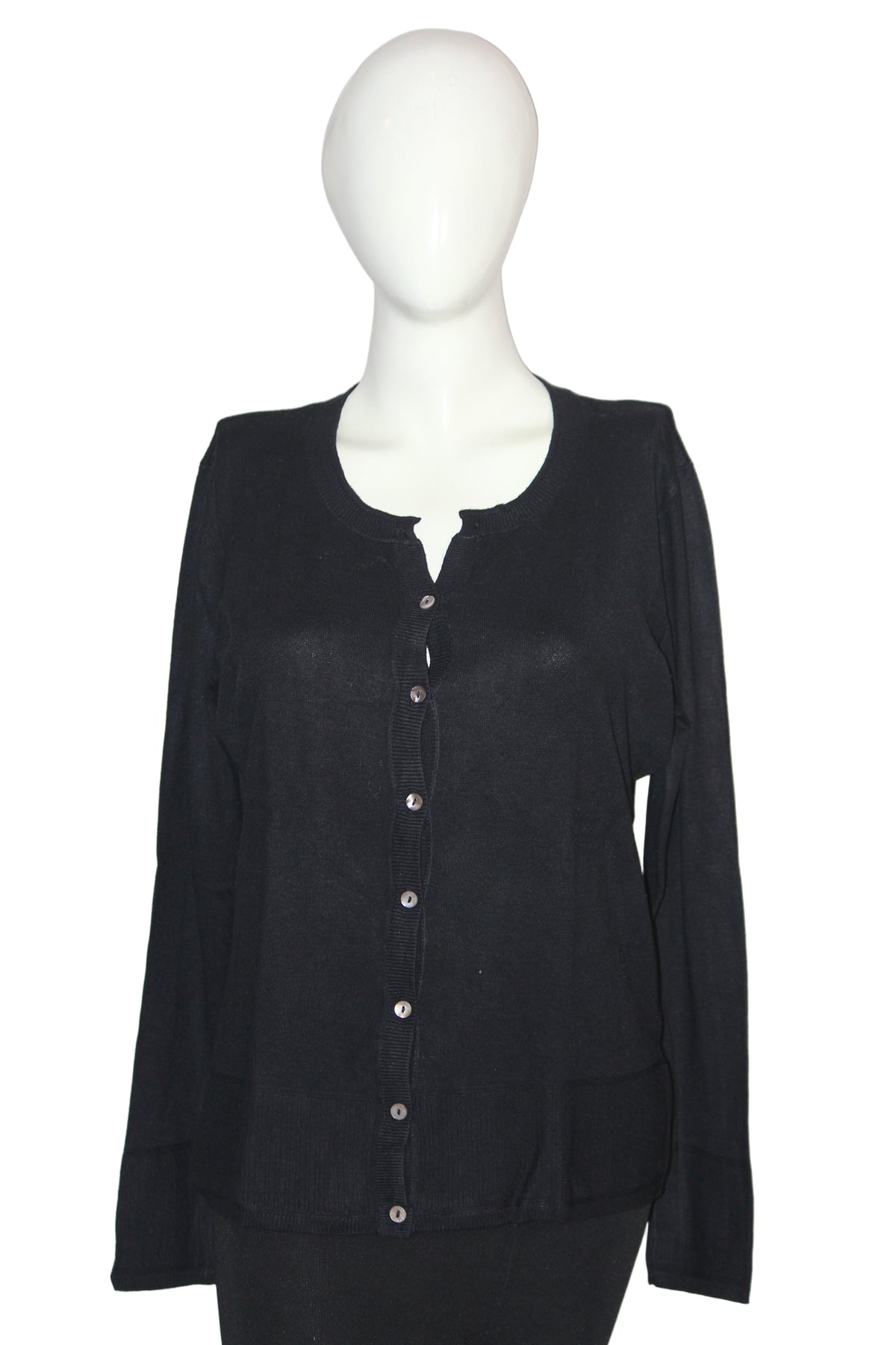 Tu Black Button-Down Sweater (Large)