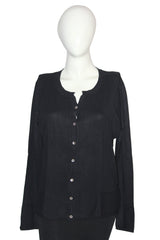 Tu Black Button-Down Sweater (Large)