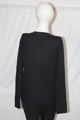 Tu Black Button-Down Sweater (Large)