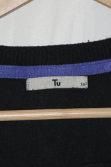 Tu Black Button-Down Sweater (Large)