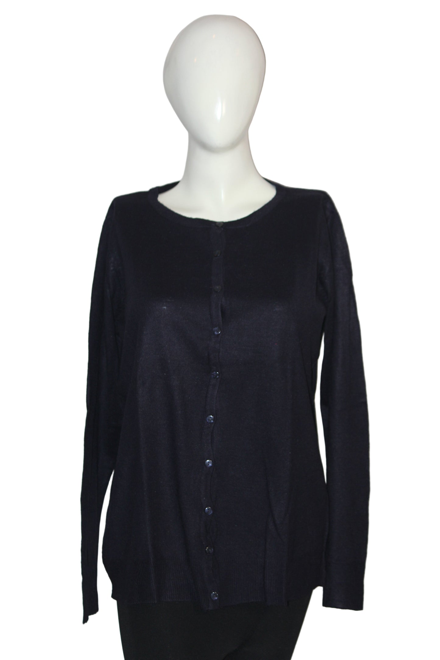 EWM Navy Blue Acrylic Button-Down Sweater (Medium)