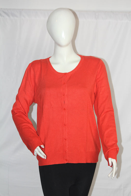 George Orange Button-Down Sweater (Medium)