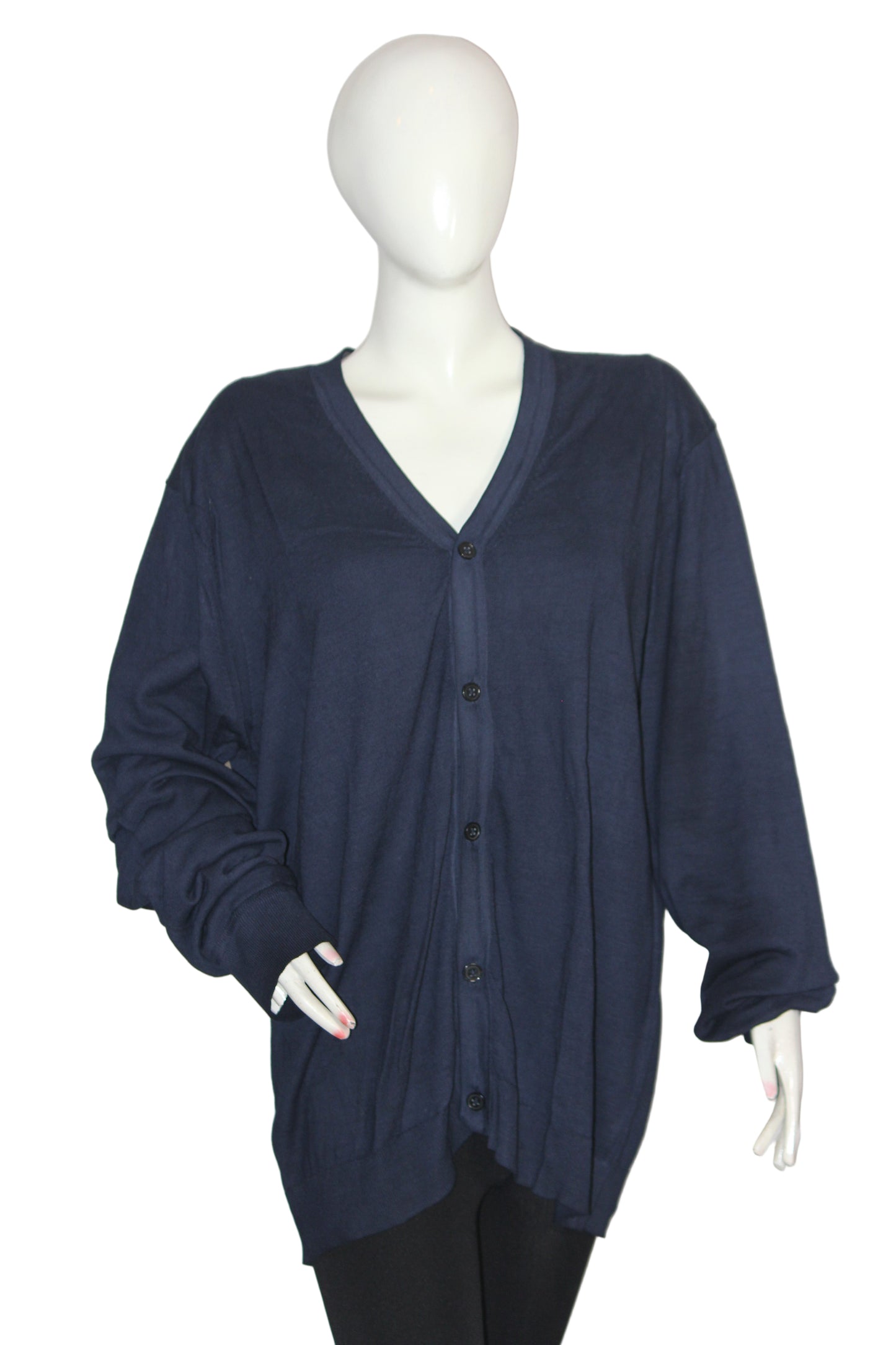 M&S Navy Blue Button-Down Sweater (Large)