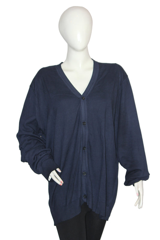 M&S Navy Blue Button-Down Sweater (Large)