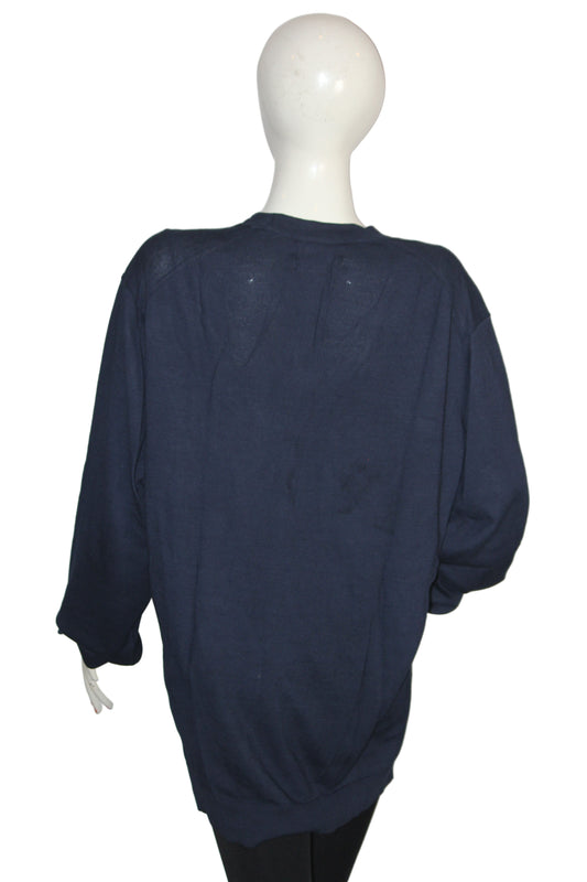M&S Navy Blue Button-Down Sweater (Large)