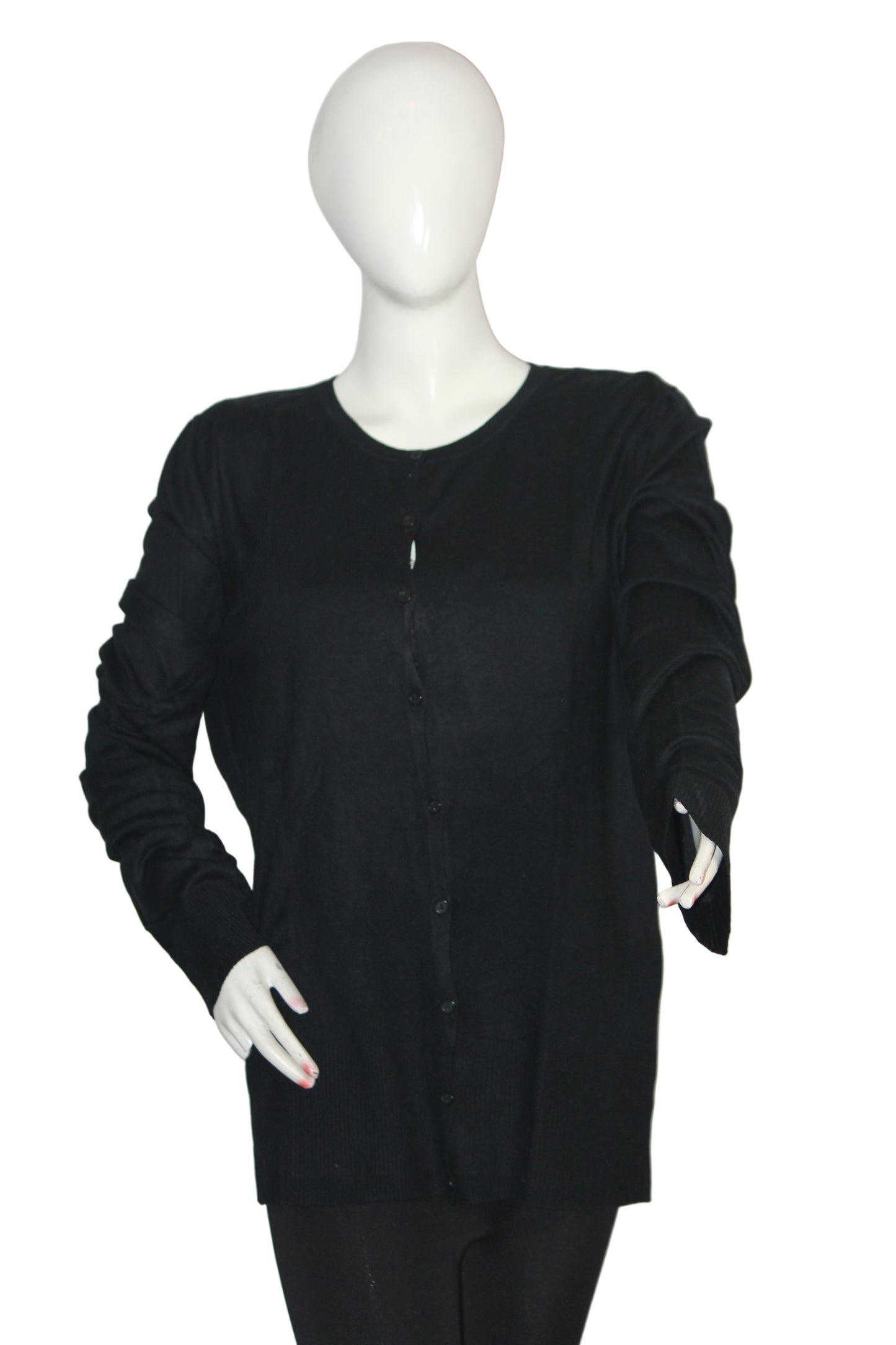 Florence + Fred Black Long Button-Down Sweater (Large)