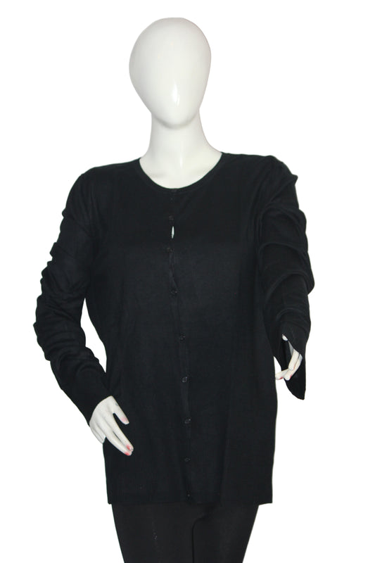 Florence + Fred Black Long Button-Down Sweater (Large)