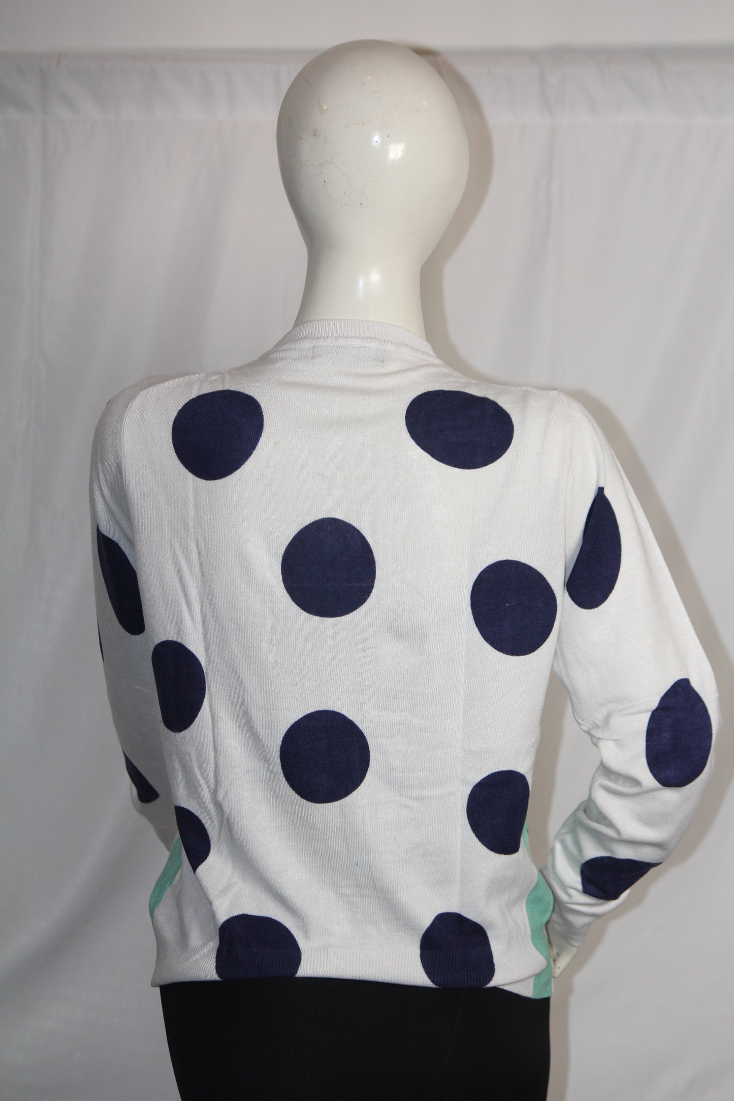 M&S White Printed Button-Down Sweater (Medium)