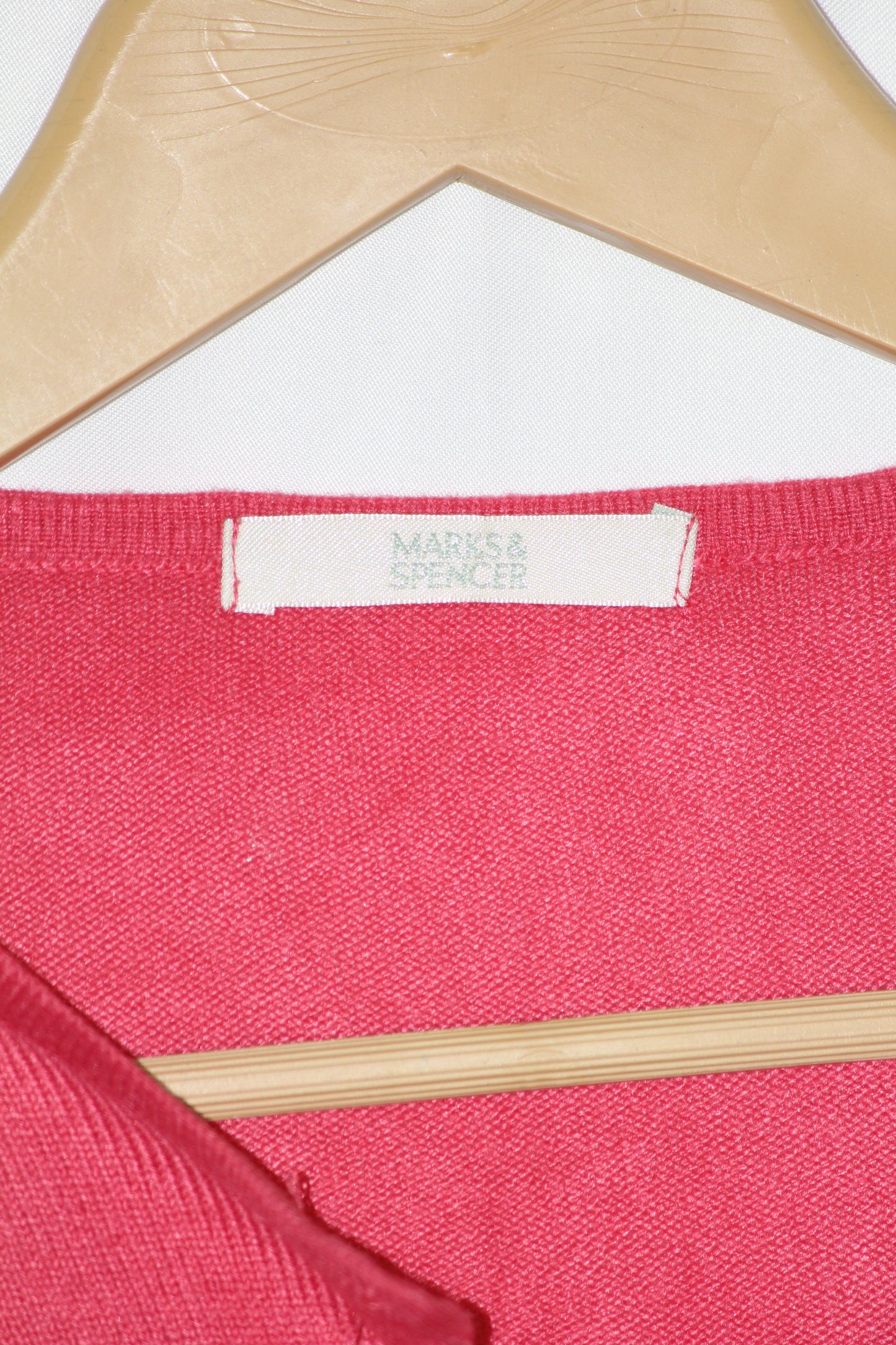 Marks & Spencer Pink Acrylic Button-Down Sweater (Large)