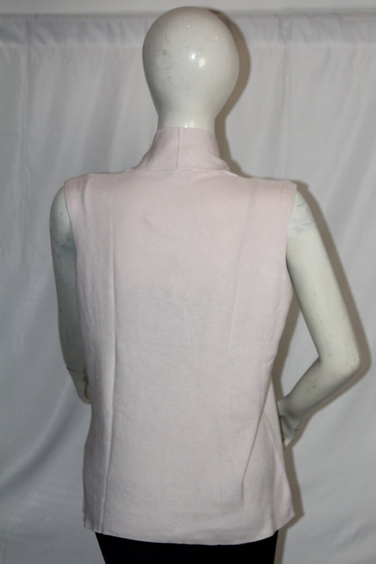 M&S Light Pink Sleeveless Button-Down Sweater (Medium)