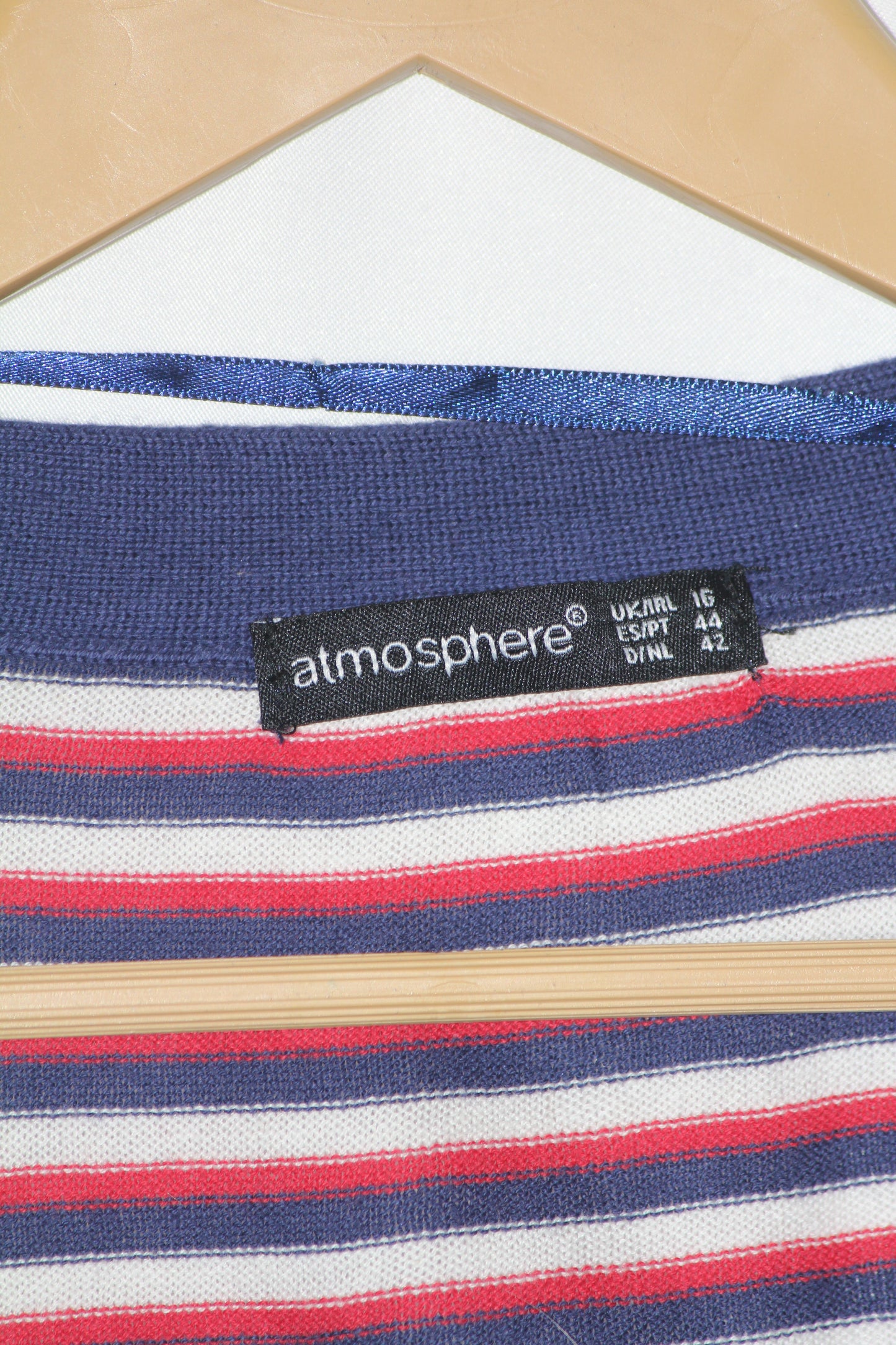 M&S Navy Blue Striped Cotton Button-Down Sweater (Large)