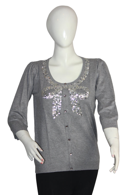Sky Grey Button-Down Sweater (Small)
