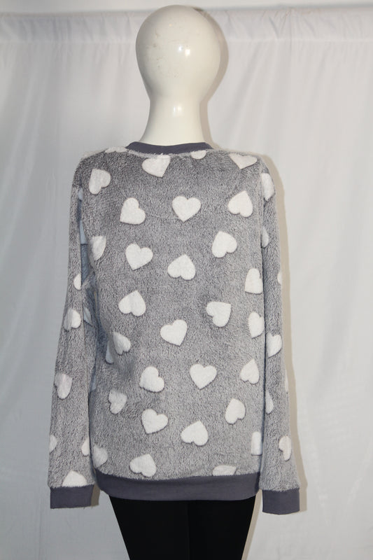 Love To Lounge Grey Heart fleece sweatshirt