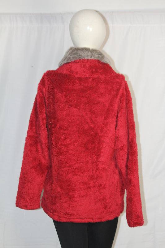 Red Furry Neck Winter Fleece sweatshirt – F&F