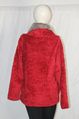 Red Furry Neck Winter Fleece sweatshirt – F&F