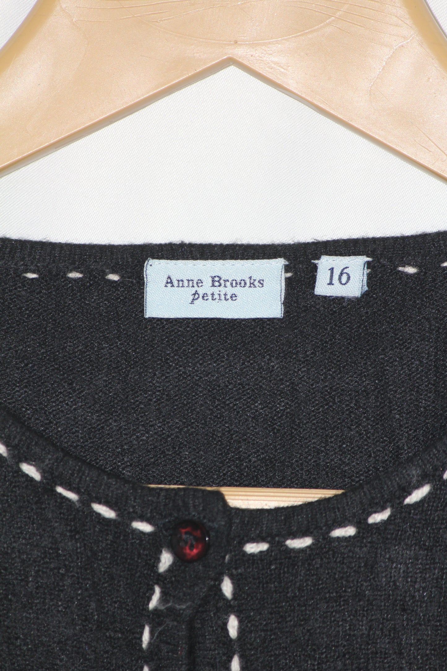 Anne Brooks Petite Black Button-Down Sweater (Large)
