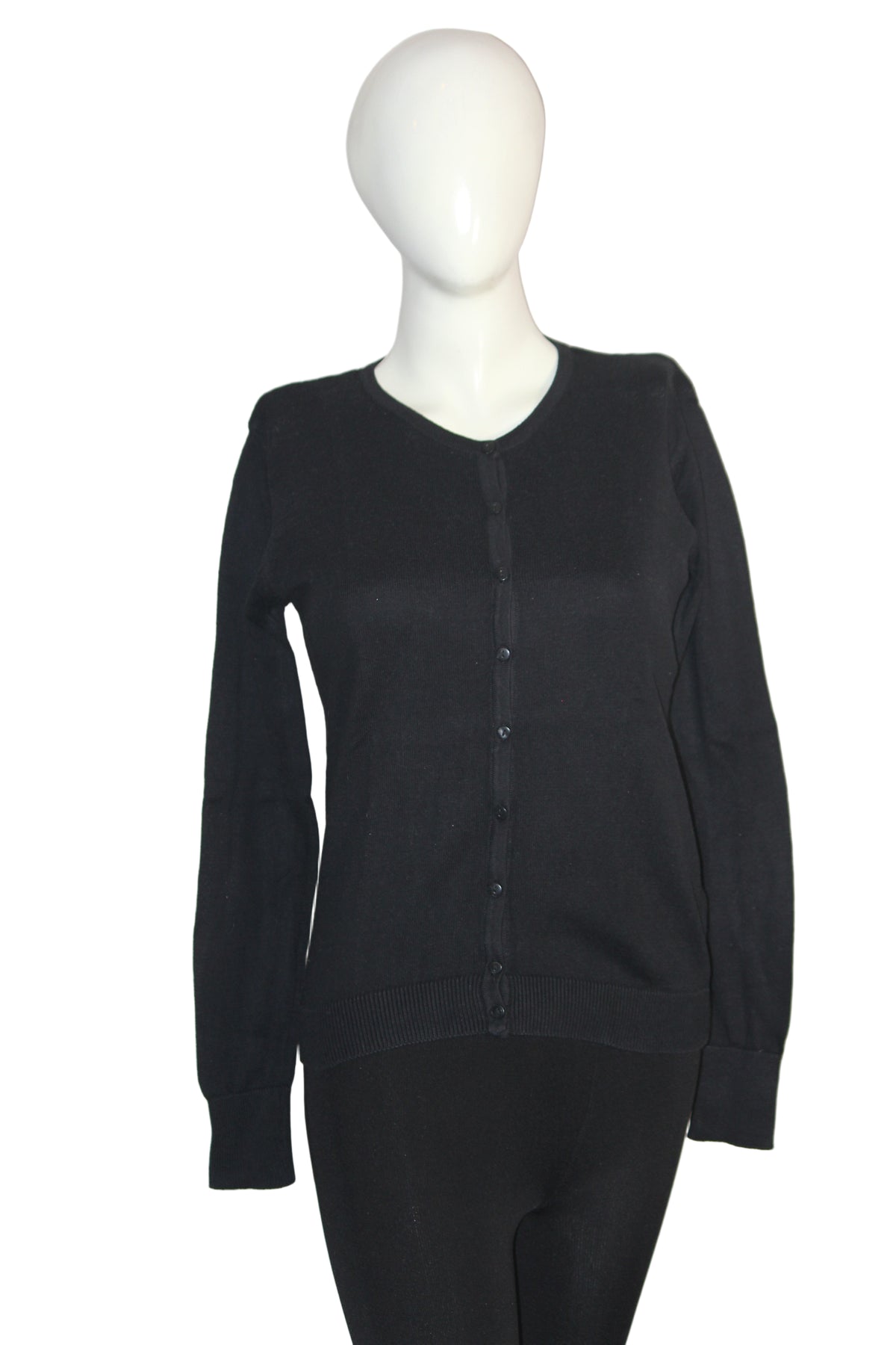 Primark Black Cotton Button-Down Sweater (Small)