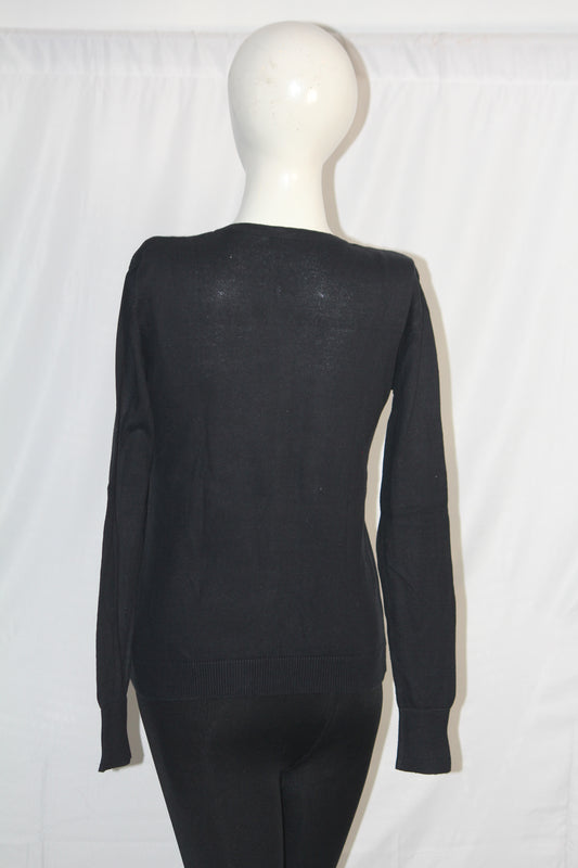Primark Black Cotton Button-Down Sweater (Small)