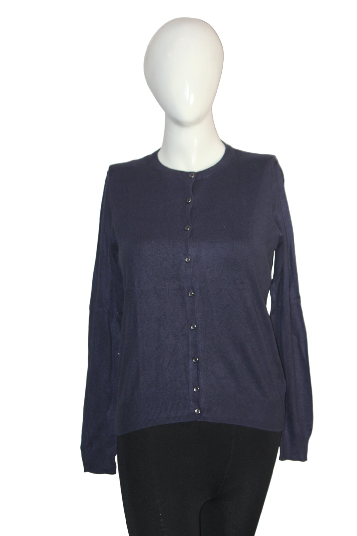 M&S Navy Blue Acrylic Button-Down Sweater (Medium)