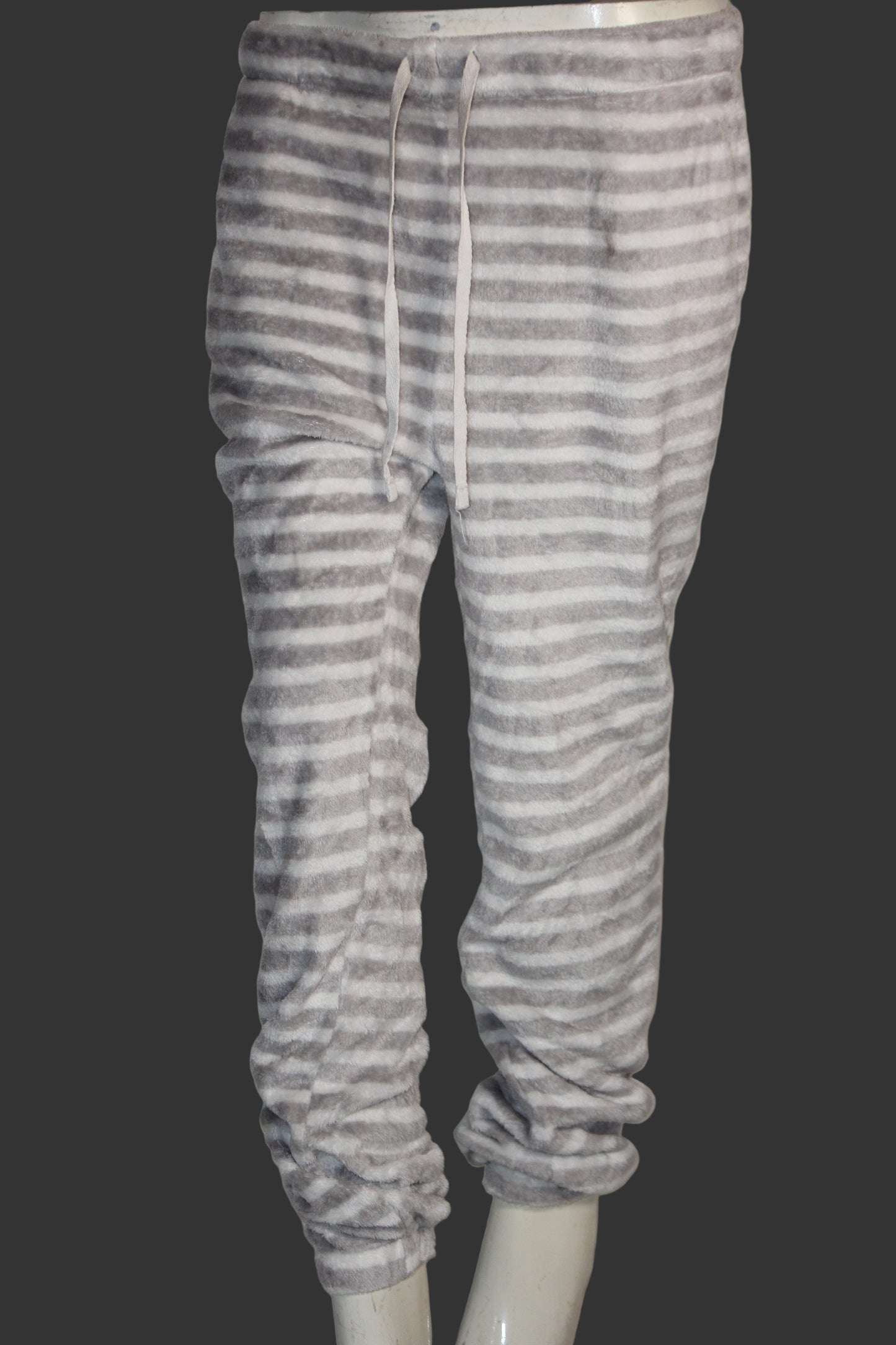 Nutmeg White & Grey Stripe Warm Tights – Soft Winter Style (Large)