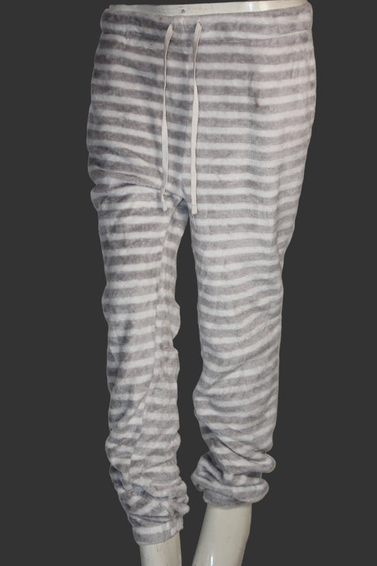 Nutmeg White & Grey Stripe Warm Tights – Soft Winter Style (Large)