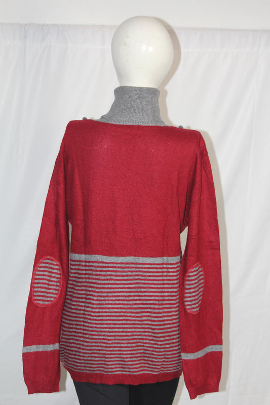 Carling Red & Grey Knit Hi-Neck (Large)