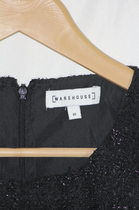 Warehouse Black Shiny Sleeveless Bodycon – Small