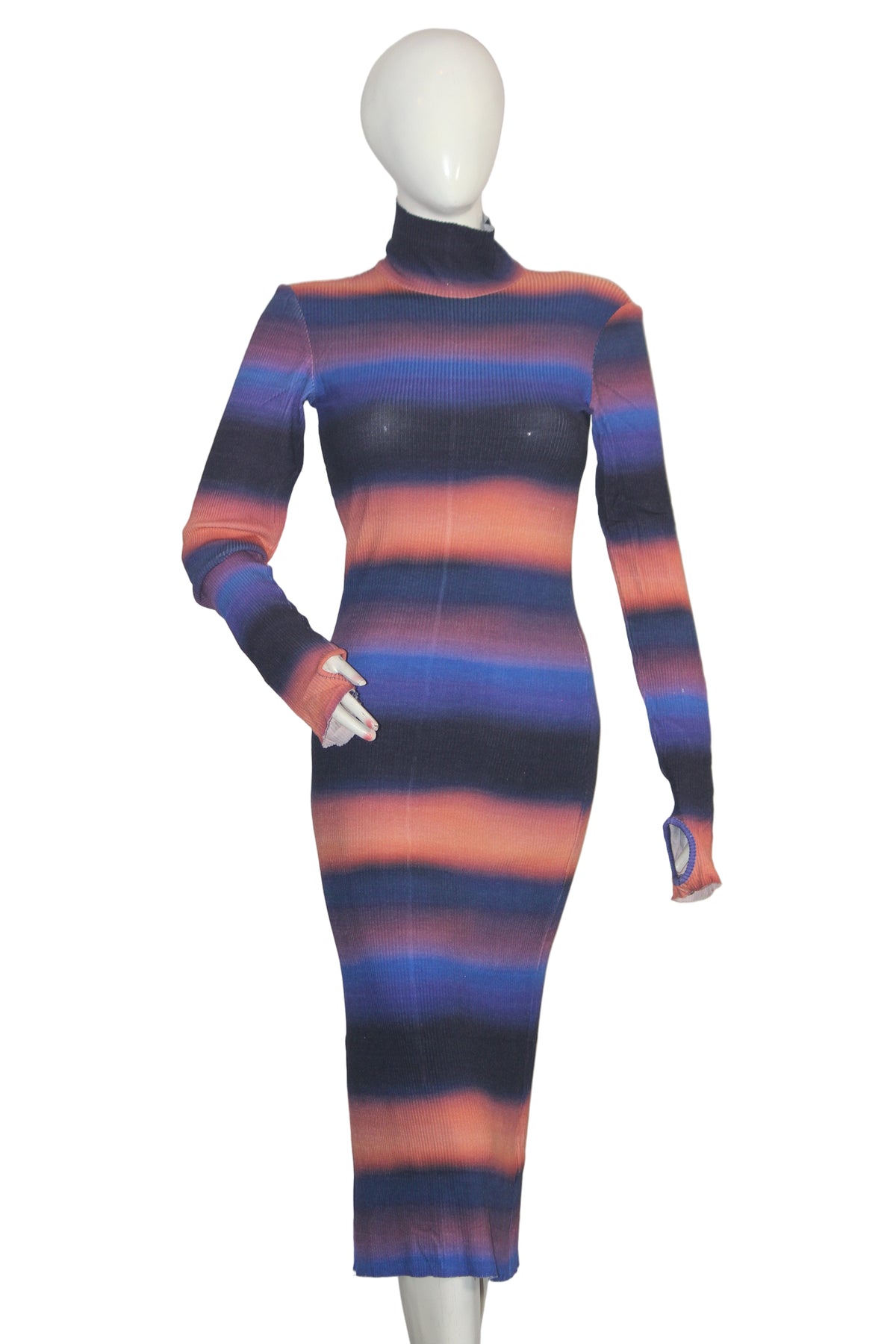 Monkl Blue & Orange Striped Bodycon (Small)