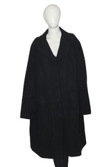 Essence Black Wool Blend Long Coat (Large)