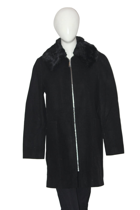 Dunnes Stores Black Zipper Long Coat (Medium)
