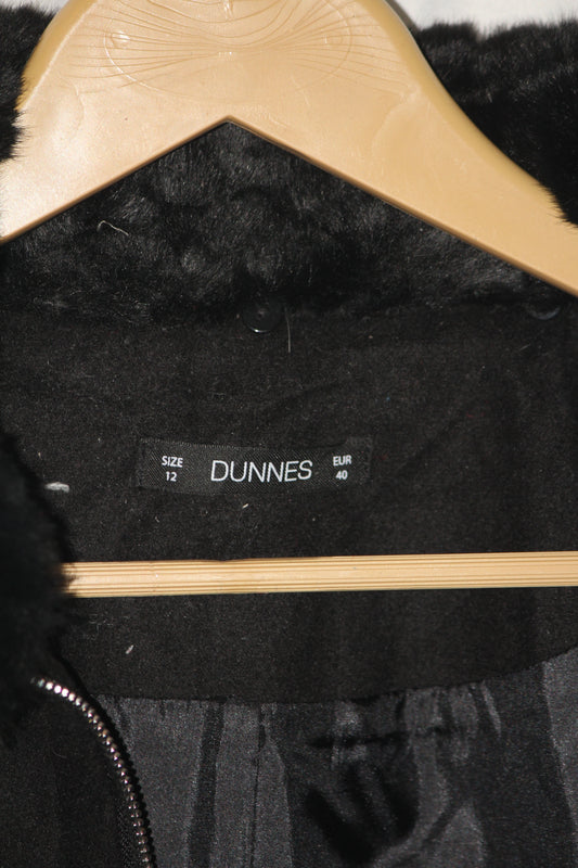 Dunnes Stores Black Zipper Long Coat (Medium)