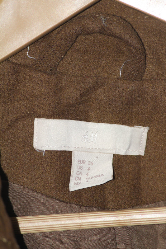 H&M Dark Brown Button Down Long Coat (Medium)