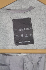 Primark Grey Button Down Long Coat (Medium)