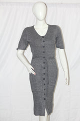 TU Gray Half Sleeve Button Down Bodycon – Large