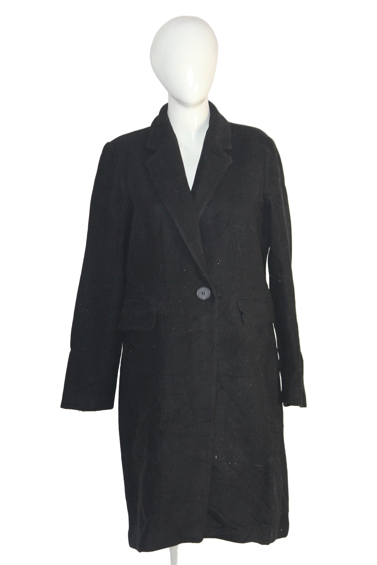 Mango Black Wool Blend Long Coat (Medium)