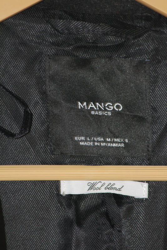 Mango Black Wool Blend Long Coat (Medium)