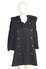 Carbon Soldier Black Wool Blend Long Coat (Small)