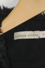 Carbon Soldier Black Wool Blend Long Coat (Small)
