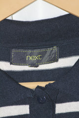 Next Black Polo Long Shirt with White Stripes – Medium