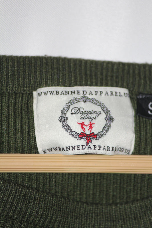 BannedDApparel Green Knit Sweater (Small)