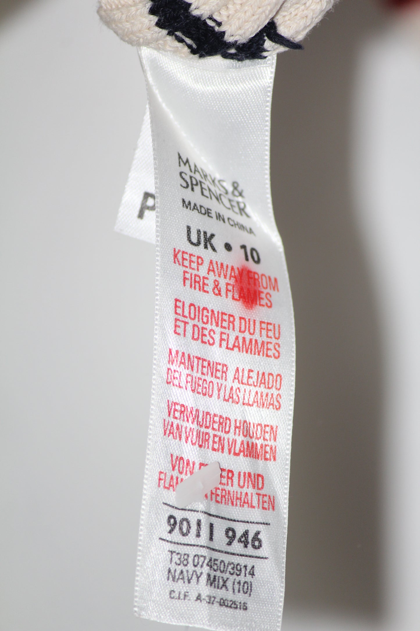 M&S White Striped Cotton High-Neck (Small)