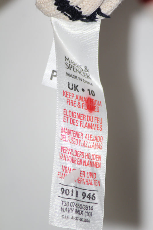 M&S White Striped Cotton High-Neck (Small)