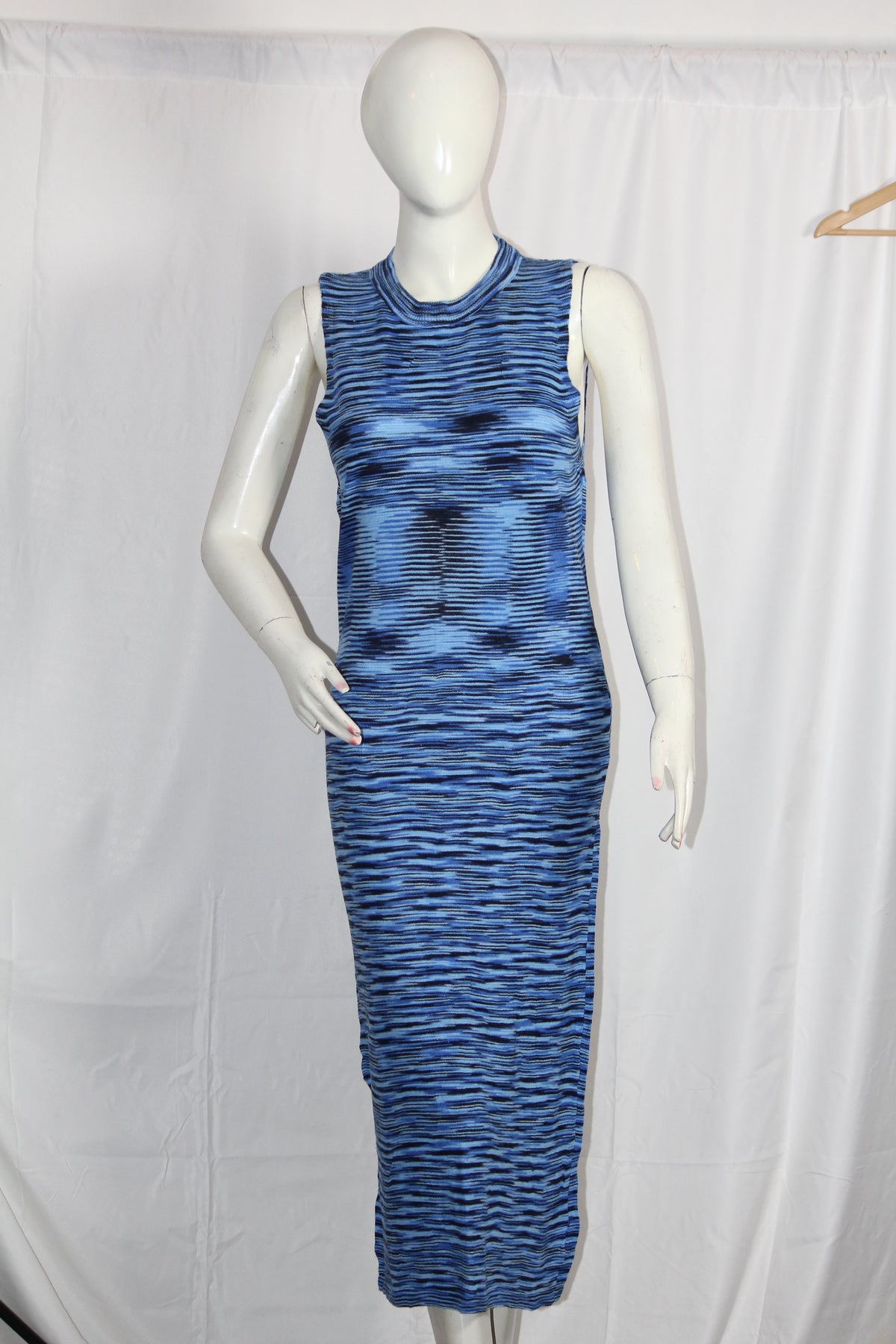 Boohoo Blue Striped Sleeveless Bodycon (Large)