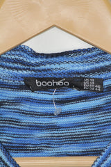 Boohoo Blue Striped Sleeveless Bodycon (Large)